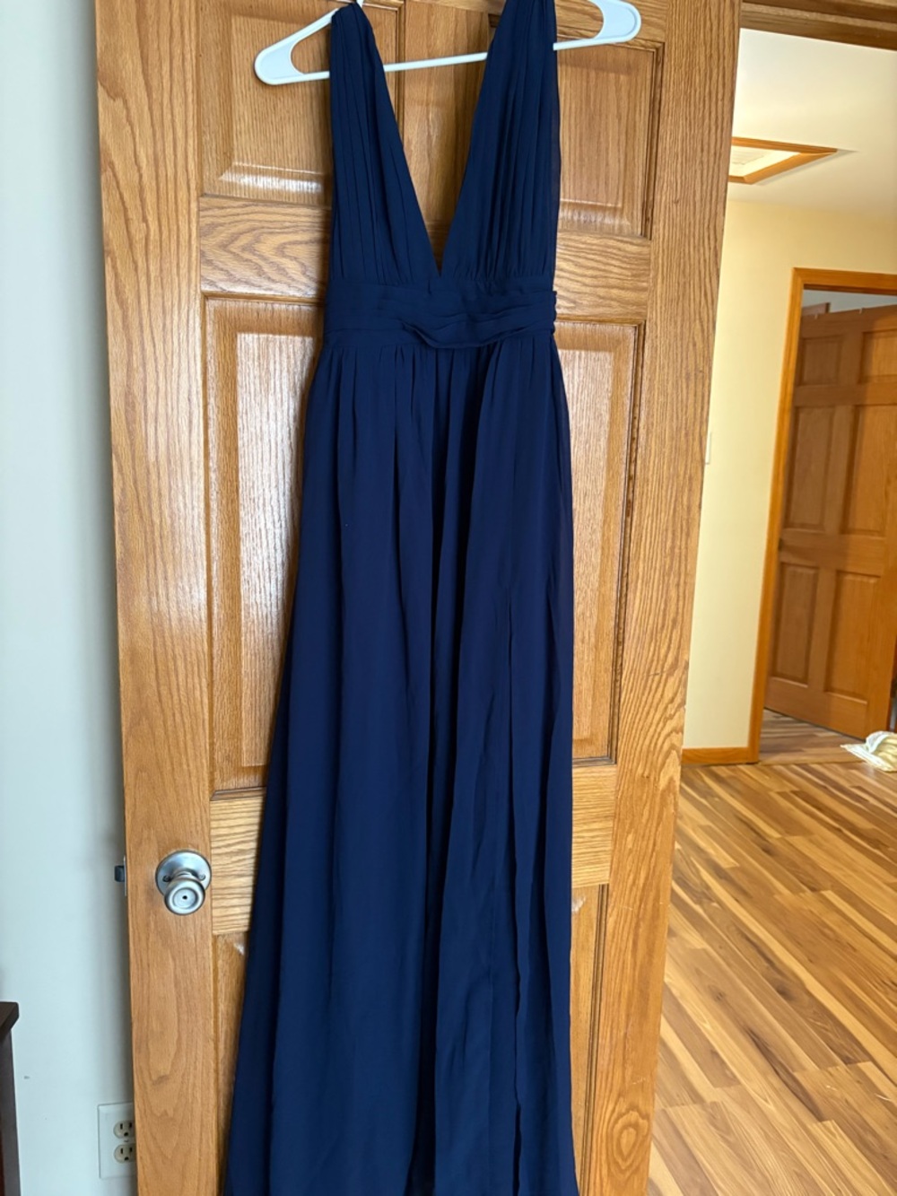Lulu's Navy Plunge V Maxi Dress